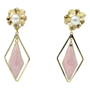 Golden Pink Moti Earring
